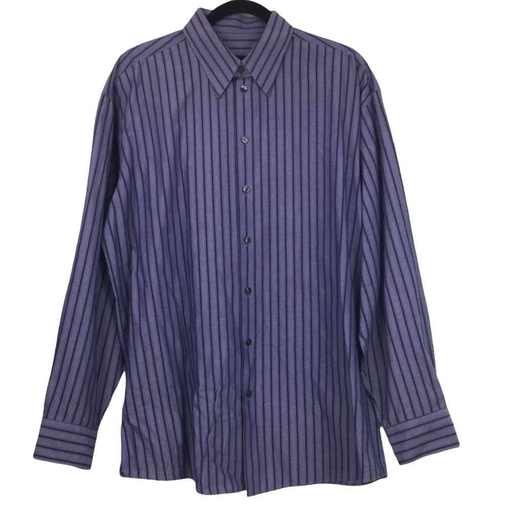 Unlisted Modern Fit Blue Striped Collared Casual Button Down Men's Shirt L